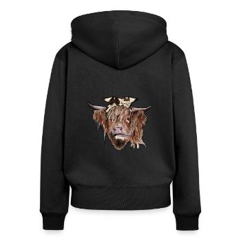 Highland Cow Cohide Bandana - Women's Premium Organic Zip Hoodie - black - Back - Julia (174cm)