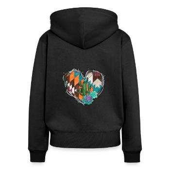 Aztec with Succulent Barbed Wire - Women's Premium Organic Zip Hoodie - black - Back - Julia (174cm)