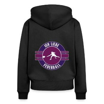 Federball Federballerin Federballspielerin Spiel - Frauen Premium Bio Zip Hoodie - Schwarz - Hinten - Julia (174cm)
