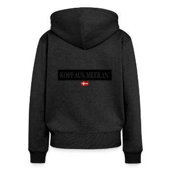 Kopf aus Meer an Spruch Urlaub Dänemark - Frauen Premium Bio Zip Hoodie - Schwarz - Hinten - Julia (174cm)