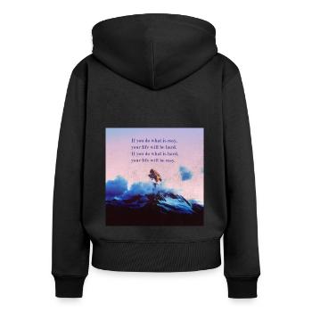 Motivation Quote Inspiring Success Mountains Sky - Women's Premium Organic Zip Hoodie - black - Back - Julia (174cm)