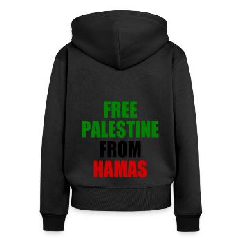 Israel - Free palestine - Sweat à capuche zippé Premium bio Femme - noir - Dos - Julia (174cm)