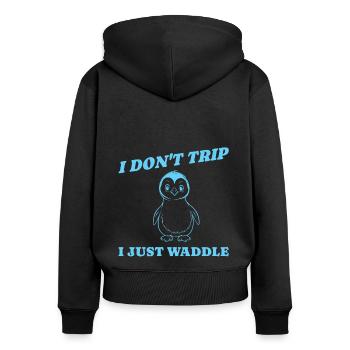 Je ne trébuche pas, je me dandine juste en cadeau - Sweat à capuche zippé Premium bio Femme - noir - Dos - Julia (174cm)