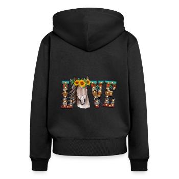 Love Horse - Frauen Premium Bio Zip Hoodie - Schwarz - Hinten - Julia (174cm)