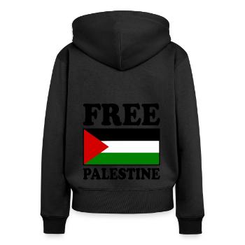 Free palestine - Frauen Premium Bio Zip Hoodie - Schwarz - Hinten - Julia (174cm)