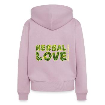 Moutarde d’amour à base de plantes - Sweat à capuche zippé Premium bio Femme - rose poudré - Dos - Julia (174cm)