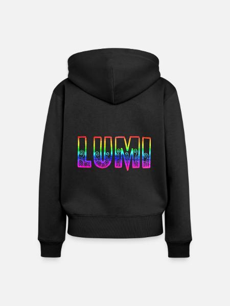 lumi rs regenbogen - Frauen Premium Bio Zip Hoodie - Schwarz