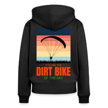 Motorschirmpilot Motorschirm Motorschirm Dirt Bike Gleitschirm - Frauen Premium Bio Zip Hoodie - Schwarz - Hinten - Julia (174cm)