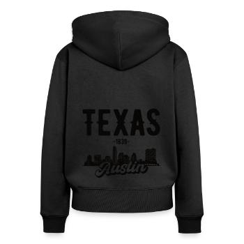 Austin City Texas Cadeau - Sweat à capuche zippé Premium bio Femme - noir - Dos - Julia (174cm)