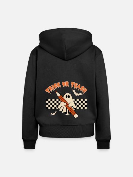Trick or Teach - Frauen Premium Bio Zip Hoodie - Schwarz