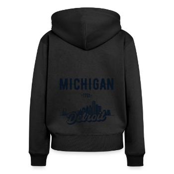 Detroit Michigan Heimat Geschenk - Frauen Premium Bio Zip Hoodie - Schwarz - Hinten - Julia (174cm)