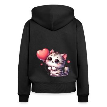 Chat Ballon Animaux - Sweat à capuche zippé Premium bio Femme - noir - Dos - Julia (174cm)