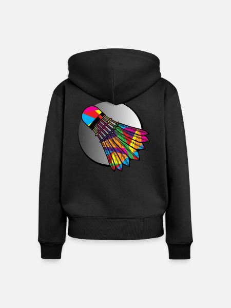 Federball farbenfroh - Frauen Premium Bio Zip Hoodie - Schwarz