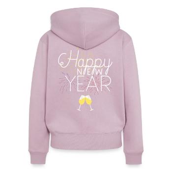 Happy New Year Celebration - Sweat à capuche zippé Premium bio Femme - rose poudré - Dos - Julia (174cm)