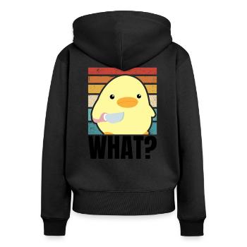 Süße Ente mit Messer Küken Huhn Gans Was Retro Sun - Frauen Premium Bio Zip Hoodie - Schwarz - Hinten - Julia (174cm)