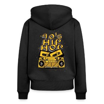 90's Hip Hop old school rap 90er - Frauen Premium Bio Zip Hoodie - Schwarz - Hinten - Julia (174cm)