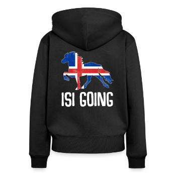 Isi Islandpferd Poney Island cheval sort cadeau - Sweat à capuche zippé Premium bio Femme - noir - Dos - Julia (174cm)