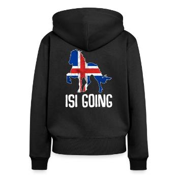 Isi Islandpferd Pony Islandpferde Spruch reiten - Frauen Premium Bio Zip Hoodie - Schwarz - Hinten - Julia (174cm)