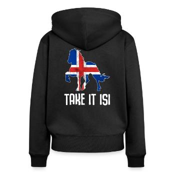 Chevaux islandais Isi Chevaux d’Islande Proverbe Chevaux - Sweat à capuche zippé Premium bio Femme - noir - Dos - Julia (174cm)