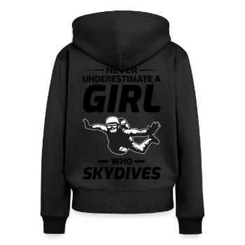 Fallschirmspringen Fallschirmspringen Fallschirmspringen - Frauen Premium Bio Zip Hoodie - Schwarz - Hinten - Julia (174cm)
