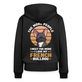 Französische Bulldogge | Hunde Hundeliebe Geschenk - Frauen Premium Bio Zip Hoodie - Schwarz - Hinten - Julia (174cm)