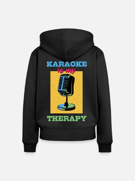 Karaoke ist meine Therapie - Frauen Premium Bio Zip Hoodie - Schwarz
