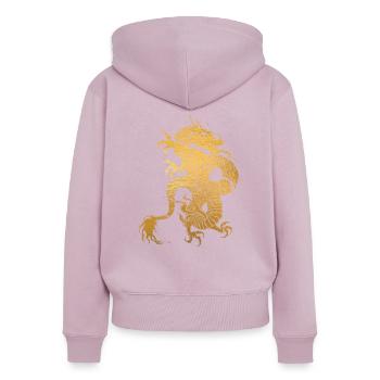 Traditional Chinese Yellow Dragon Tribal - Frauen Premium Bio Zip Hoodie - Altrosa - Hinten - Julia (174cm)