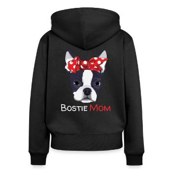 Boston Terrier Mom Bostie Women Girls - Women's Premium Organic Zip Hoodie - black - Back - Julia (174cm)