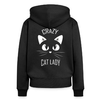 Crazzy Cat Lady Cat Amant de chat Maman - Sweat à capuche zippé Premium bio Femme - noir - Dos - Julia (174cm)