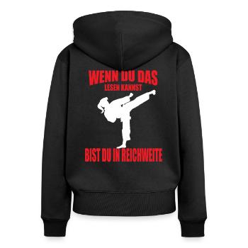 Karate Taekwondo Kickboxing Girl Mädchen Shirt - Frauen Premium Bio Zip Hoodie - Schwarz - Hinten - Julia (174cm)
