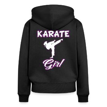 Karate Girl Kämpferin Kampfsport Shirt Geschenk - Frauen Premium Bio Zip Hoodie - Schwarz - Hinten - Julia (174cm)