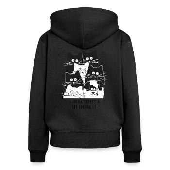 I Think There´s A Spy Among Us. Katzenbande Hund - Frauen Premium Bio Zip Hoodie - Schwarz - Hinten - Julia (174cm)