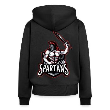 Spartaner - Frauen Premium Bio Zip Hoodie - Schwarz - Hinten - Julia (174cm)