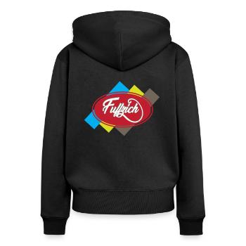 Fuffzich - Frauen Premium Bio Zip Hoodie - Schwarz - Hinten - Julia (174cm)