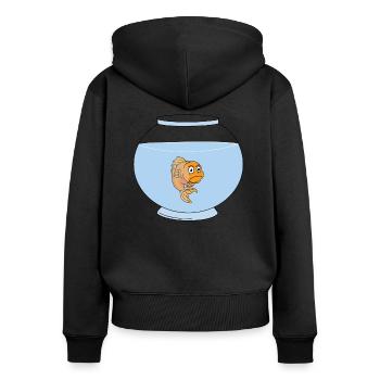 Goldfish in fishbowl - Women's Premium Organic Zip Hoodie - black - Back - Julia (174cm)