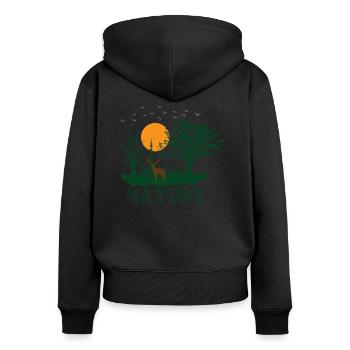 Natur - Frauen Premium Bio Zip Hoodie - Schwarz - Hinten - Julia (174cm)