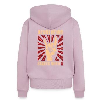 Funny gift revolution liberation revolt shi - Women's Premium Organic Zip Hoodie - dusky pink - Back - Julia (174cm)