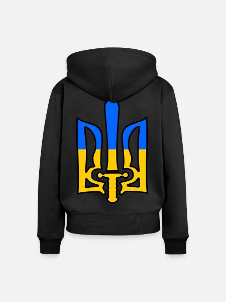 Ukraine - Frauen Premium Bio Zip Hoodie - Schwarz