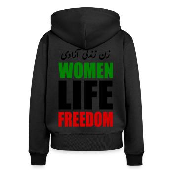 Women life freedom iran - Frauen Premium Bio Zip Hoodie - Schwarz - Hinten - Julia (174cm)