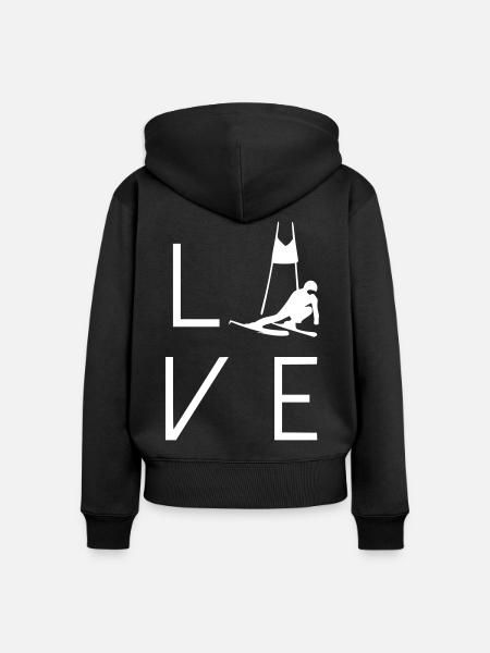 Love Ski Slalom - Frauen Premium Bio Zip Hoodie - Schwarz