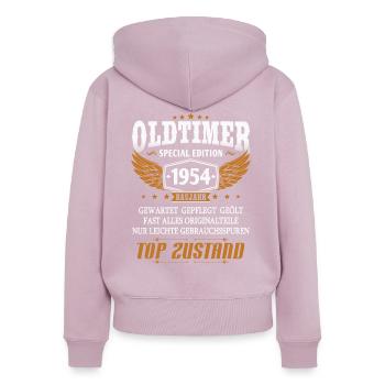 Oldtimer Baujahr 1954 geboren Geburtstag Spruch - Frauen Premium Bio Zip Hoodie - Altrosa - Hinten - Julia (174cm)