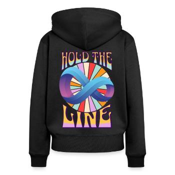 hold the line coloured funny design infinite - Women's Premium Organic Zip Hoodie - black - Back - Julia (174cm)