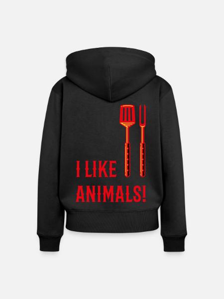 I Like Animals! (Grillbesteck / 3C) - Frauen Premium Bio Zip Hoodie - Schwarz