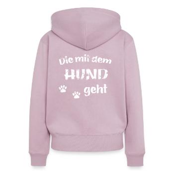 Who walks with the dog - Hundefan.Shop - Women's Premium Organic Zip Hoodie - dusky pink - Back - Julia (174cm)