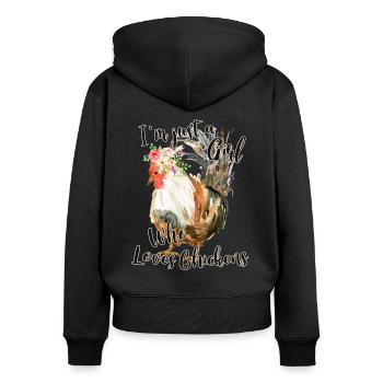 I m Just a Girl Who Loves Chickens - Women's Premium Organic Zip Hoodie - black - Back - Julia (174cm)