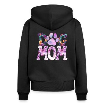 Chien maman - Sweat à capuche zippé Premium bio Femme - noir - Dos - Julia (174cm)
