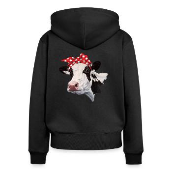Bandana de vache - Sweat à capuche zippé Premium bio Femme - noir - Dos - Julia (174cm)