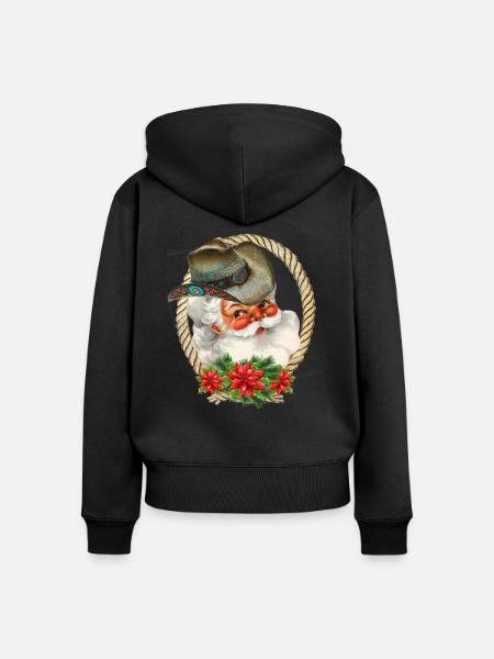 Cowboy Santa - Frauen Premium Bio Zip Hoodie - Schwarz