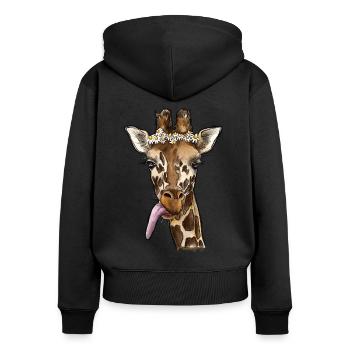 Aquarell Giraffe - Frauen Premium Bio Zip Hoodie - Schwarz - Hinten - Julia (174cm)