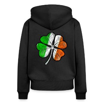 Ireland Shamrock - Women's Premium Organic Zip Hoodie - black - Back - Julia (174cm)